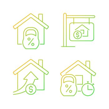 Buying house gradient linear vector icons set