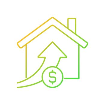 Rising property prices gradient linear vector icon