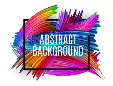 Abstract spectrum brush strokes Textured Art Frame Background. Vector Illustration