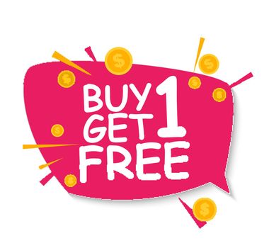 Buy 1 Get 1 Free sale banner template. Offer promotion for retail. Vector Illustration