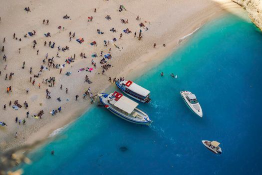 Zakynthos, Greece Navagio Shipwreck beach with crystal clear waters.