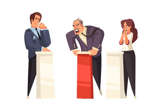 Political Debate Cartoon Composition