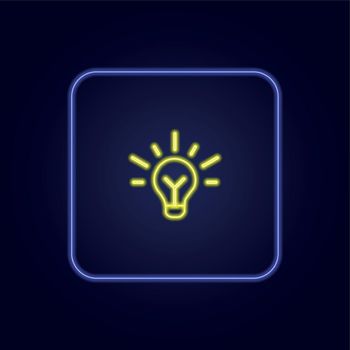 Stylish yellow neon lamp icon, idea birth - Vector
