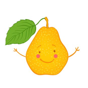 Funny fruits vector icon set: pear