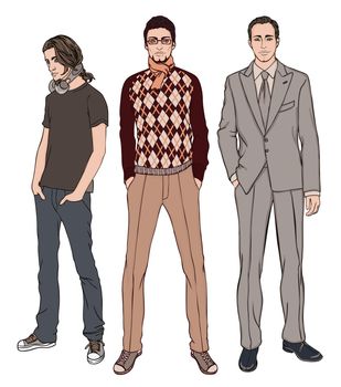 Three men of different ages, illustration