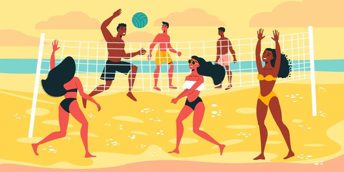 Beach Volleyball Color iIlustration