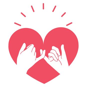 hand drawn pinky promise with heart shape vector