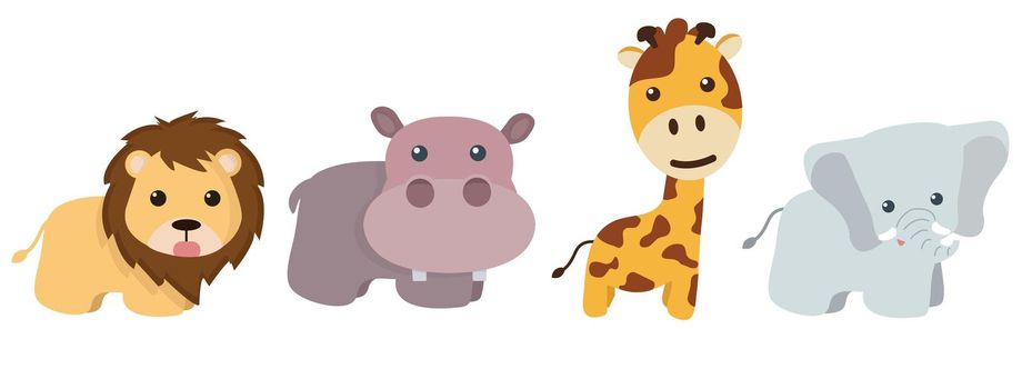 Cute animals Cartoon wildlife  vector icon