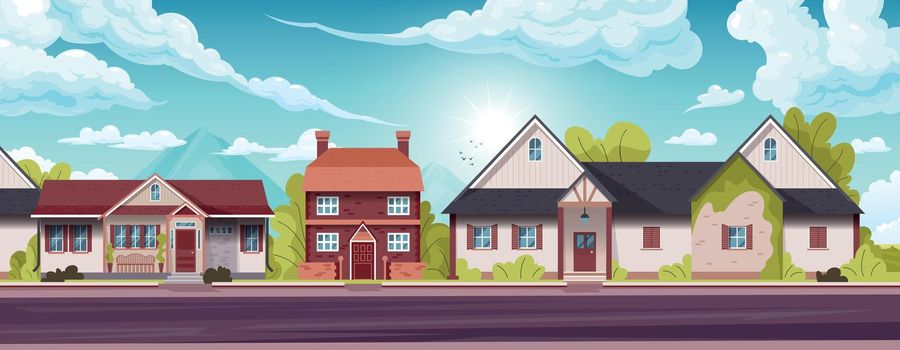 Horizontal Suburban House Illustration