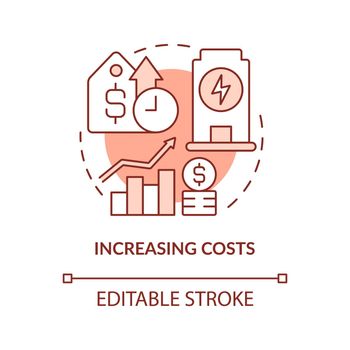 Increasing costs orange concept icon