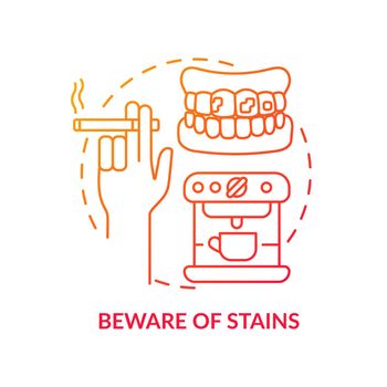 Beware of stains red gradient concept icon