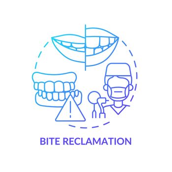 Bite reclamation blue gradient concept icon