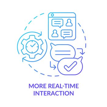 More real-time interaction blue gradient concept icon