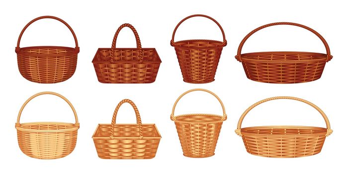 Wooden Baskets Wicker Set