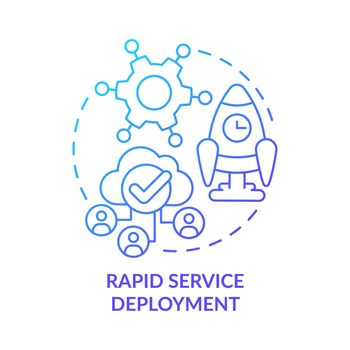 Rapid service deployment blue gradient concept icon