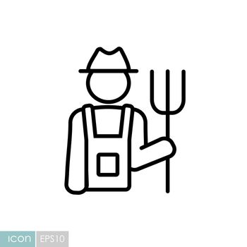 Farmer holding pitchfork vector icon