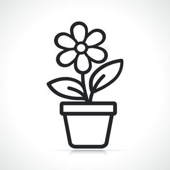 potted flower thin line icon