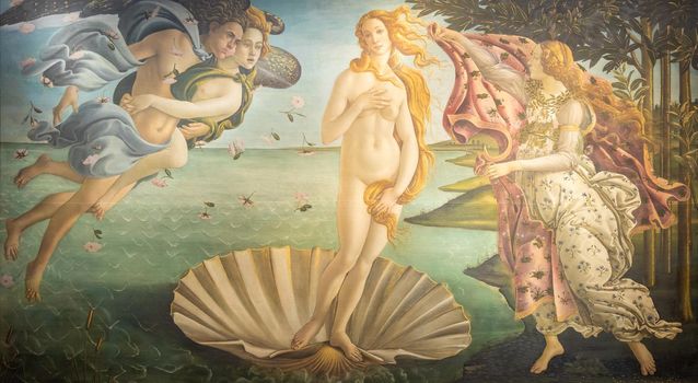 Alessandro Botticelli - The Birth of Venus, 1485. Renaissance art in Uffizi Museum