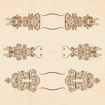 Vector set of vintage floral pattern design elements