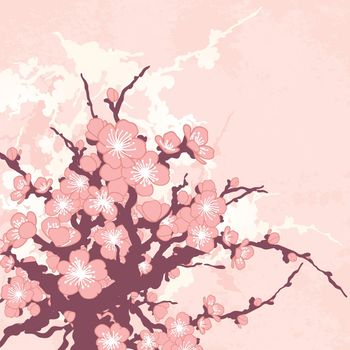Romantic floral background with sakura branch