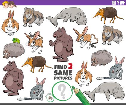 find two same comic wild animals educational game