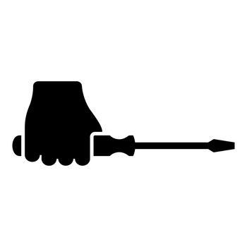 Screwdriver in hand icon black color vector illustration image flat style