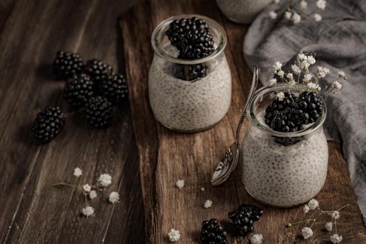 Chia pudding with blackberries