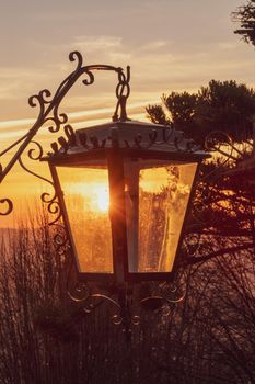 Street lamp at sunset 