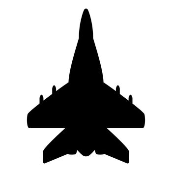 Jet plane fighter reactive pursuit military icon black color vector illustration image flat style