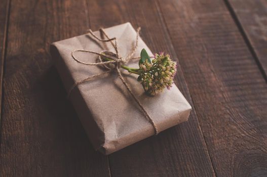 gift wrapped in wrapping kraft paper