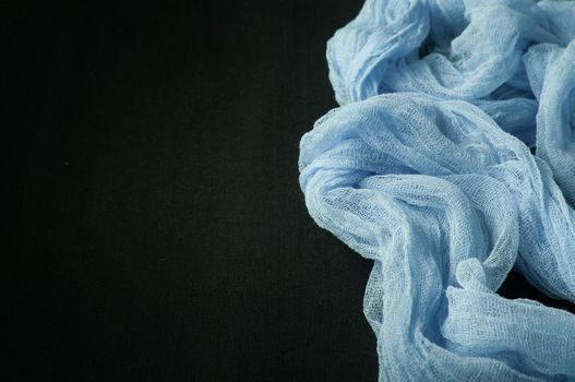 Hand dyed  blue gauze fabric. Boho style gauze runner