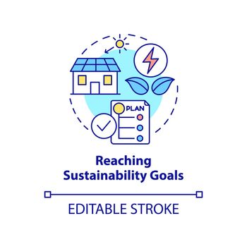 Reaching sustainability goals concept icon