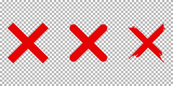 X letter cross icon set