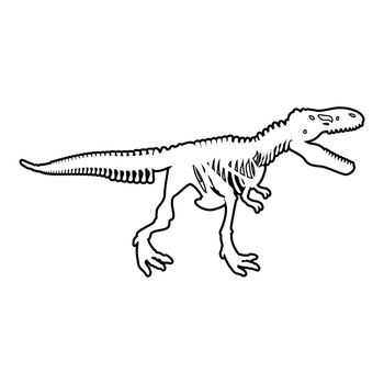 Dinosaur skeleton tyrannosaurus rex bones silhouettes contour outline line icon black color vector illustration image thin flat style