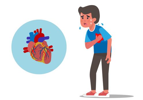 Illustration of a young man having a heart attack