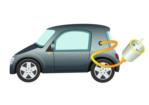 Electric cars fill electric energy. Eco transport Vector illustration isolated on white background