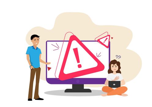 Conceptual OS error warning for web pages, banners, presentations, social media, documents, posters, 404 error web page. . Flat style cartoon illustration vector