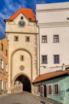 The old town view in city Jindrichuv Hradec, Czech Republic