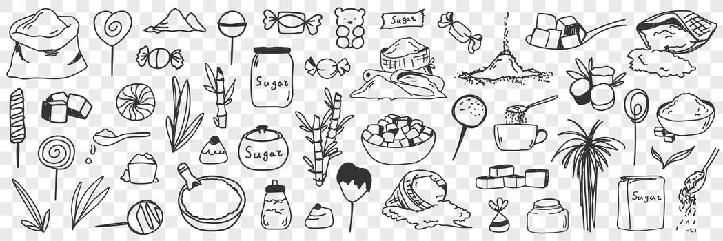 Sugar and ingredients for candies doodle set