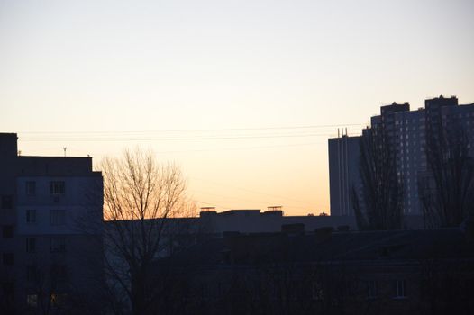 Residential new buildings at daybreak in the city