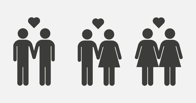 Various couples vector icon on white background