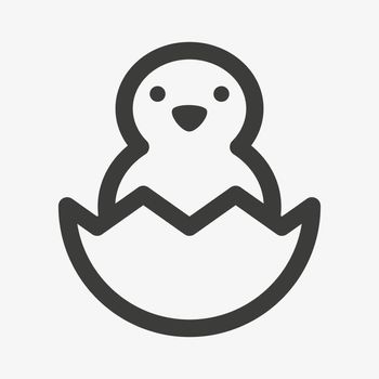 Chick in egg line vector icon. Easter symbol