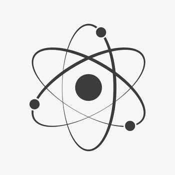 Atom vector icon white background. Nuclear energy