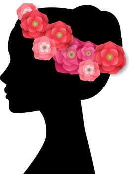 Paper Gerber Flower Girl Silhouette Isolated With Gradient Mesh, Vector Illustration