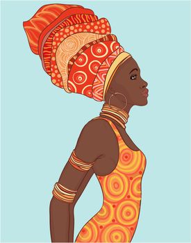 Pretty African American woman in traditional turban