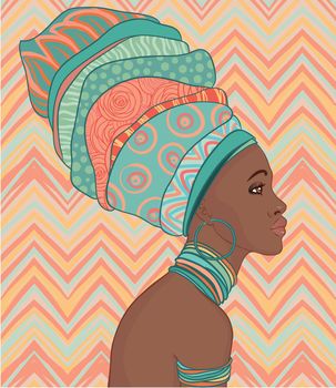 Portrait of beautiful African woman in turban