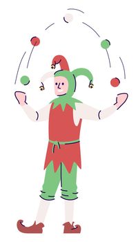 Medieval entertainer juggles semi flat RGB color vector illustration