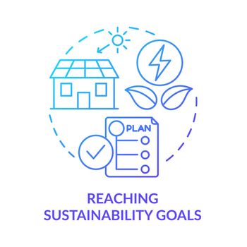 Reaching sustainability goals blue gradient concept icon
