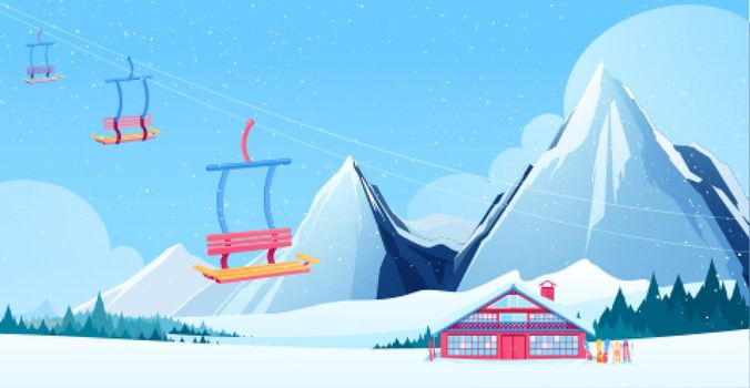 Winter ski Resort Composition