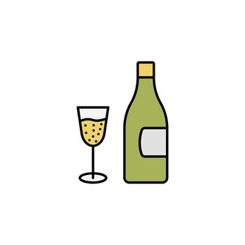champagne, congratulation, wine, easter line colored icon. Signs and symbols can be used for web, logo, mobile app, UI, UX